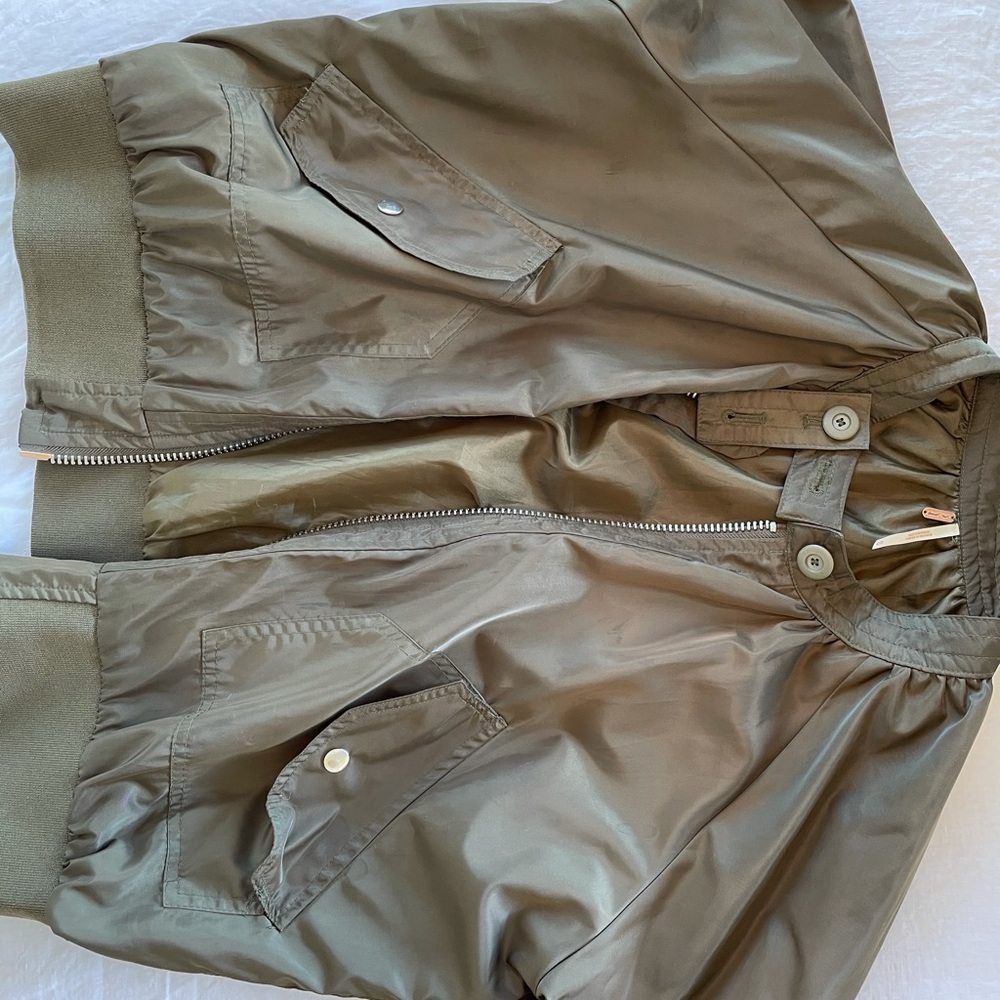 Free People Green Bomber Jacket